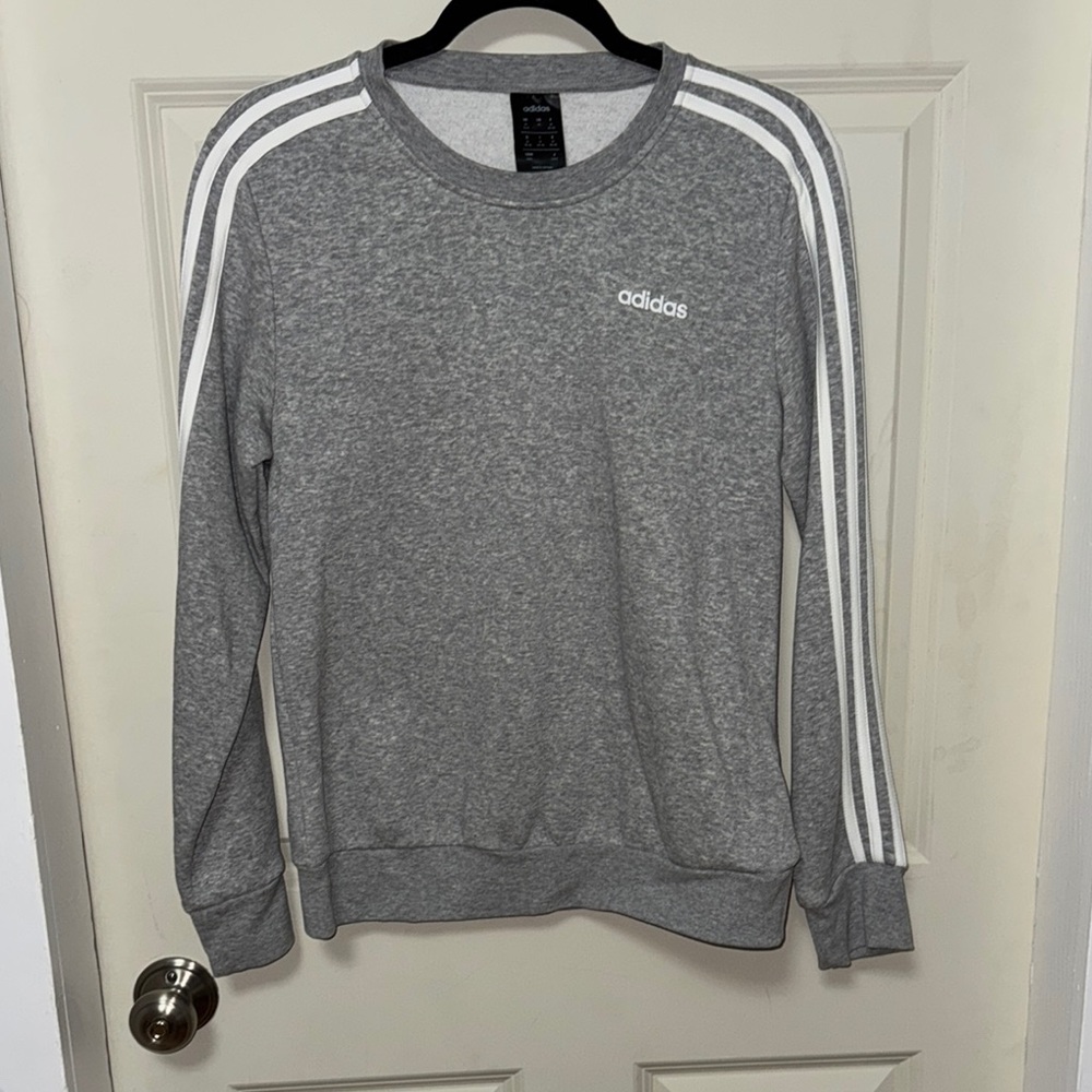 Adidas Gray Sweatshirt with White Stripes